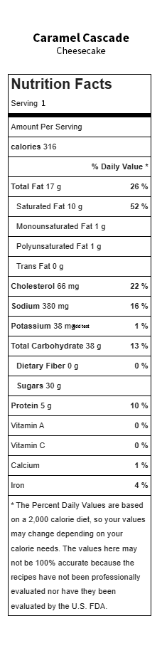 Caramel Cascade Nutrition Facts